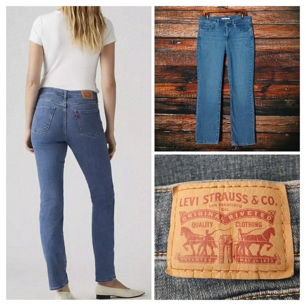 Levis Jeans 30 10 Short Classic Straight Mid Rise Blue Denim Stretch